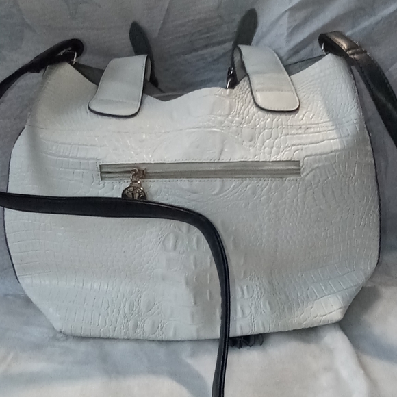 Vintage European Velina Fabbiano white with red flowers on leather - Picture 3 of 12